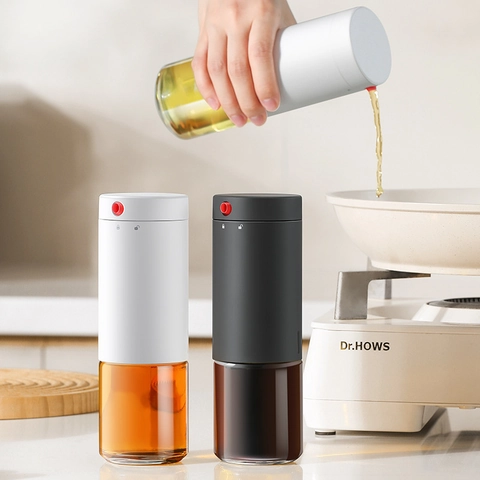 Glass Oil Dispenser Bottle Leak Proof Automatic Opening Closing Sauce Vinegar Container Sealed Lid Kitchen Cooking Style