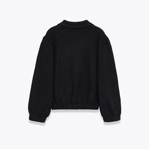 Women Knitted Bomber Jacket Polyester Lapel Zipper Long Sleeve Solid Color Casual Streetwear Outerwear For Lady