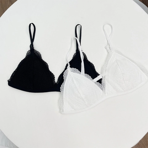 Bralette A Triangolo In Pizzo Francese Sexy Schiena Scoperta Senza Ferretto Traspirante Reggiseno Sottile Con Spalline Rimovibili