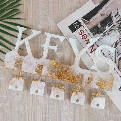 DIY Harz Silikonform Home Keys Buchstaben Schlüsselbrett Wandhaken Gussform Handgefertigte Bastelarbeiten Heimdekoration