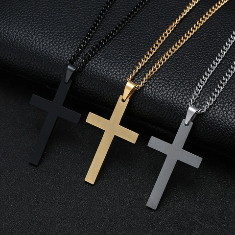 Minimalistische Metalen Kruis Hanger Ketting Voor Mannen Vrouwen Goud Zilver Zwart Mode Sieraden Verguld Eenvoudig Accessoire