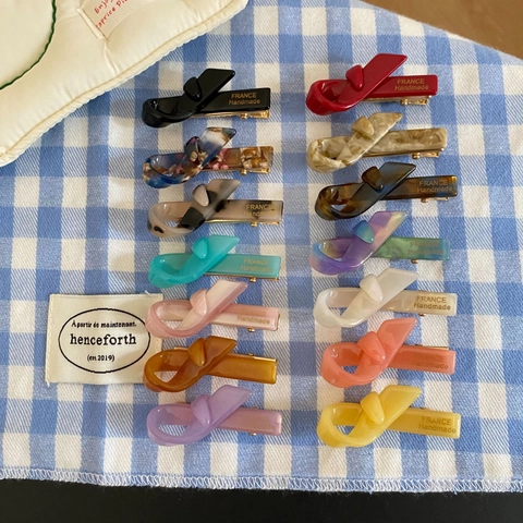 Acetate Resin Hair Clip Knotted Bow French Retro Duckbill Side Clip Handmade Fashion Hair Accessory