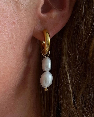 18K Goud Vergulde Roestvrijstalen Creolen Met Zoetwater Barok Kunstparelhangers Minimalistische Sieraden Voor Dames
