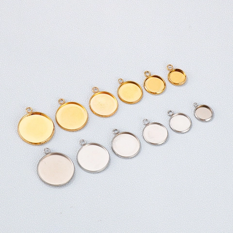 Plateaux De Pendentif À Lunette Ronde En Acier Inoxydable Support De Base Cabochon Pour Fabrication De Bijoux