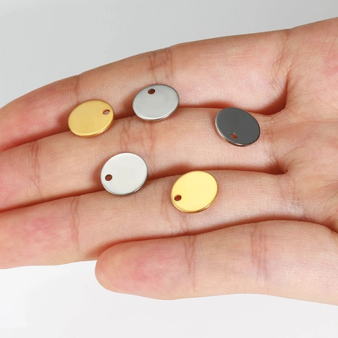 Round Stainless Steel Blank Pendant Polished Circle Disc Tag Charm For DIY Jewelry Making Necklaces Bracelets Findings