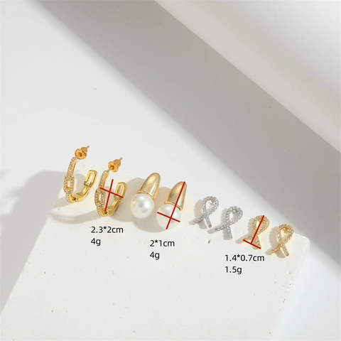 Orecchini a Bottone con Fiocco di Nastro Barocco Vintage Rame Intarsiato con Zirconia Oro Argento Gioielli da Donna Accessorio