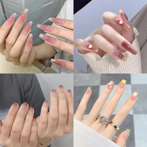 Press On Nails Gradient French Tip Falsche Nagelspitzen Abnehmbare Full Cover Maniküre Dekoration Für Frauen Mädchen