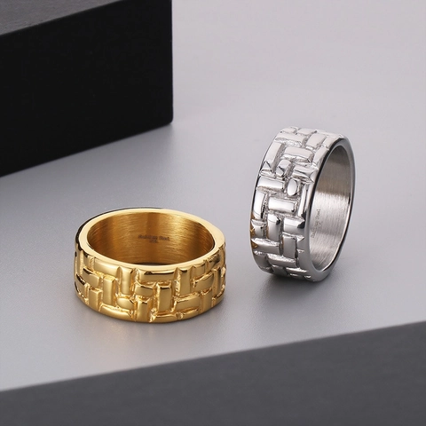 Anello Da Uomo Acciaio Inossidabile 316L Trama Intrecciata Geometrico Industriale Streetwear Minimalista Finitura Liscia