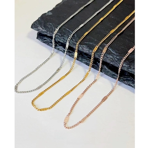 Minimalist Titanium Steel Embossed Glitter Chain Necklace 18K Gold Plated Simple Clavicle Link Chain Women Men Jewelry