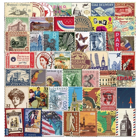 Adesivi Francobolli Vintage Retro Viaggio Timbro Postale PVC Impermeabile Per Scrapbooking Diario DIY Decorazione Valigia Laptop
