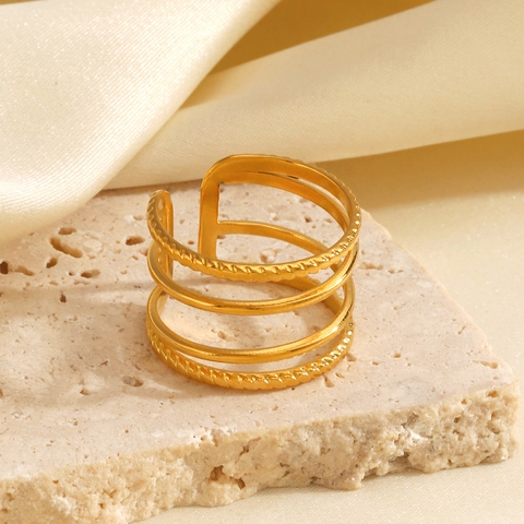 Anillo Abierto De Varias Capas De Acero Inoxidable Para Mujer Minimalista Geométrico Ajustable Anillo Moda Hip Hop Joyería
