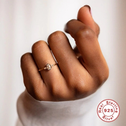 925 Sterling Silver Rings For Women Gold Plated AAAAA Zirconia Opal Enamel Geometric Flower Sunflower Halo Engagement Jewelry