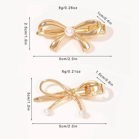 Elegant Bowknot Hair Clip For Women Metal Faux Artificial Pearl Velvet Bow Hair Barrette Mini Sweet Bangs Side Hairpin Accessories