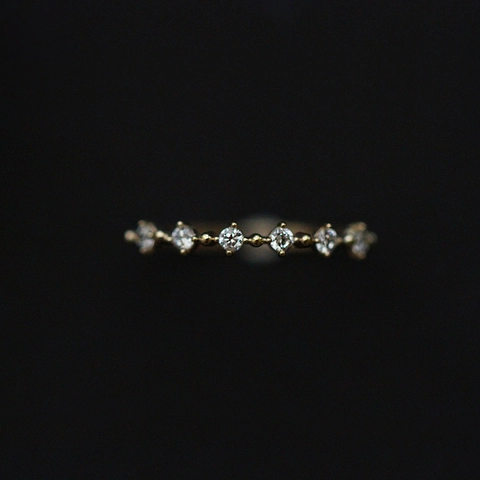 925 Sterling Silver Ring With Micro Set Cubic Zirconia 18K Gold Plated Stacking Thin Round Cut Band For Women