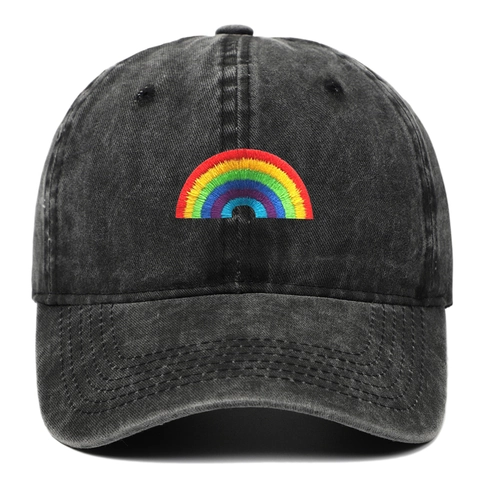 Baseballkappe Baumwolle Regenbogen Stickerei Patch Verstellbar Atmungsaktiv Gebogener Schirm Sonnenschutz Mode