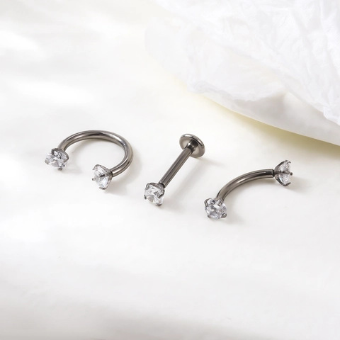 Bijoux De Piercing Corporel En Titane G23 Labret Stud Anneau De Sourcil Fer À Cheval Avec Zircon Filetage Interne