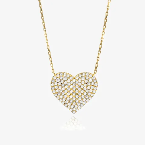 925 Sterlingsilber Herz Anhänger Halskette Für Damen Vollstrass Pavé Eingelegt Elegant Mode Gold Silber Plattiert Schmuck Geschenk