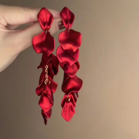 Lange Ohrringe Mit Geschichteten Rosenblättern Und 925 Sterling Silber Ohrstecker Lange Quasten Mode Schmuck Für Damen