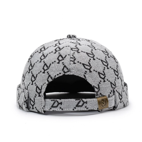 Bonnet Docker Sans Bord Jacquard Monogramme Réglable Miki Hat Streetwear Décontracté Protection Solaire Unisexe Style Vintage