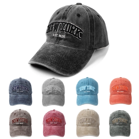 Cappellino Da Baseball In Cotone Lavato Vintage Ricamo New York Est 1625 Retro Berretto Con Visiera Regolabile Uomo Donna