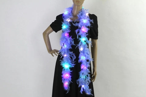 LED Glowing Feather Boa Garland Natural Soft Feather With Colorful Lights For Christmas Party Festival Costume Accessory