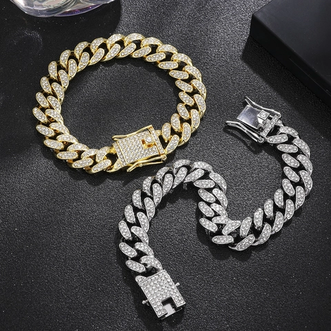 Collana A Catena Cubana Hip Hop In Lega Con Strass Catena Pesante Brillantini Per Uomo Donna Street Style