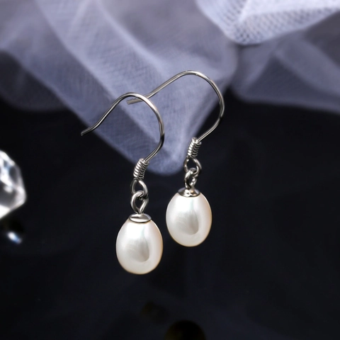 Natuurlijke Zoetwaterparel Druppeloorbellen Met 925 Sterling Zilveren Haken Elegante Retro Minimalistische Sieraden Voor Dames