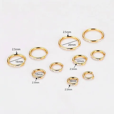 Hoop Earrings 18K Gold Plated Stainless Steel With Cubic Zirconia Round Simple Fashion Jewelry For Women