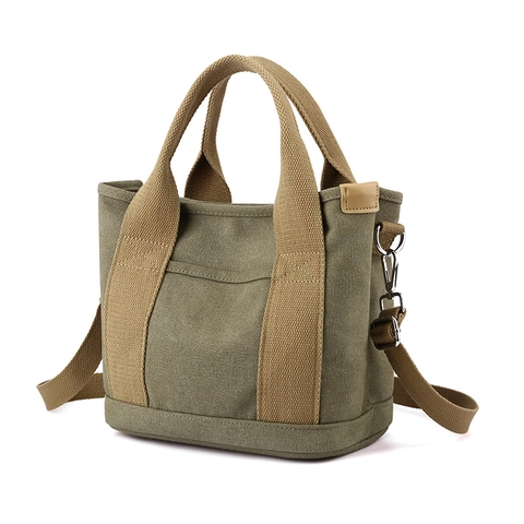 Women Canvas Tote Bag Large Capacity Multi Pocket Crossbody Handbag Retro Casual Commute Travel Work Mommy Shoulder Bag