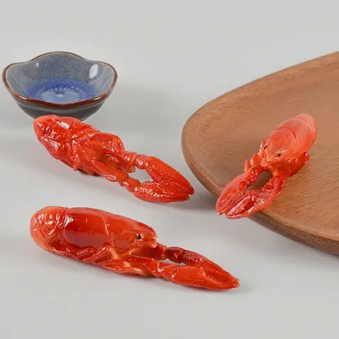 Modèle Alimentaire De Simulation Réaliste Écrevisse Épicée PVC Homard Porte-Clés Aimant De Frigo Décoratif