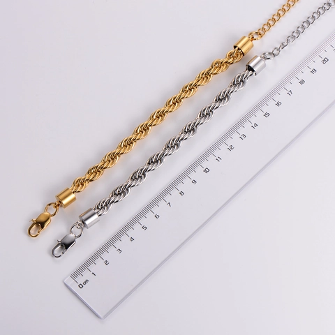 Pulsera De Cadena De Cuerda Acero Inoxidable 304 Eslabón Giratorio Estilo Hip Hop Punk Para Hombres Mujeres Color Oro Plata