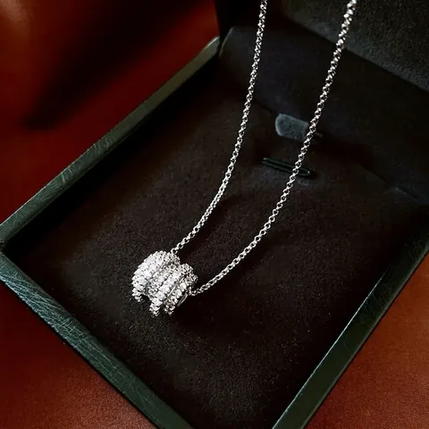Collana Con Pendente A Cilindro Vintage Francese Rame Con Zircone Bianco Pavé Lusso Leggero Catena Regolabile Gioielli Per Donna