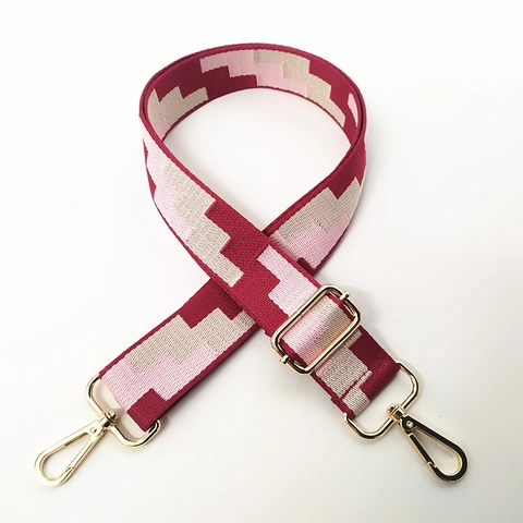 Tracolla Larga Ricamata in Stile Etnico Regolabile in Tela Jacquard Sostituzione Cintura con Fibbie in Metallo Oro per Borsa a Tracolla Donna