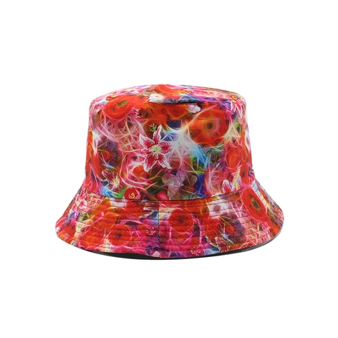 Reversible Bucket Hat Printed Cotton Polyester Sun Protection Streetwear Unisex Tie Dye Abstract Pattern Fishing Sun Cap