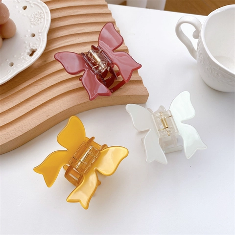 Pinza Para El Pelo Mariposa Acetato Brillante Elegante Pinza De Tiburón Mujeres Antideslizante Accesorios Para El Cabello