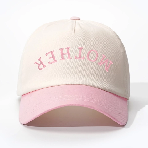 Baseball Cap Retro Color Block Polyester Twill Über Kopf MOTHER Buchstaben Stickerei Verstellbarer Sonnenhut