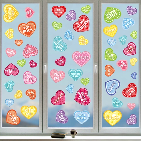 Valentinstag Fensterbilder Doppelseitig Herz Gnom Statische Folie Aufkleber Glas Deko Wiederverwendbar Abnehmbar Feiertag