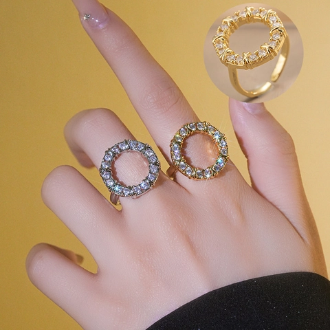 Geometrischer Runder Ring Kupfer Mit Zirkonia Vergoldet Crisscross Verstellbar Retro Mode Schmuck Geschenk