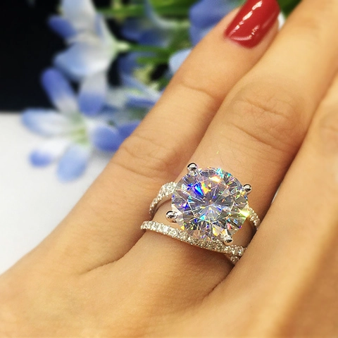 Classico Anello in Rame con Zirconia a Quattro Griffe per Donna Design Incrociato Romantico Gioielli Anello Regalo di San Valentino Matrimonio