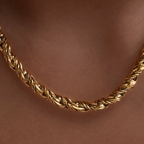 Touwketting Halsketting Armband Titaniumstaal 18K Verguld Gedraaide Schakels Vintage Mode Sieraden Voor Heren Dames