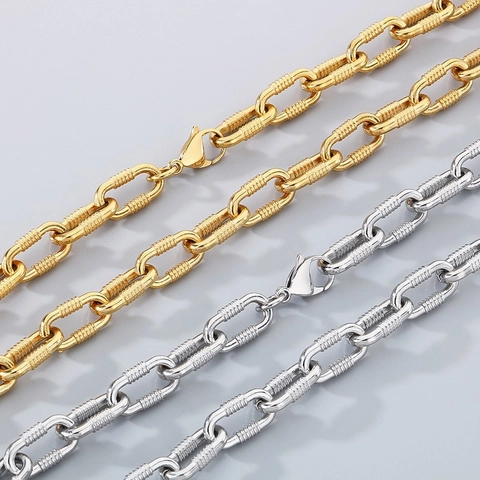 Collana E Bracciale In Acciaio Inossidabile Placcato Oro 18K Catena Rolo Unisex Hip Hop Gioielli Casual