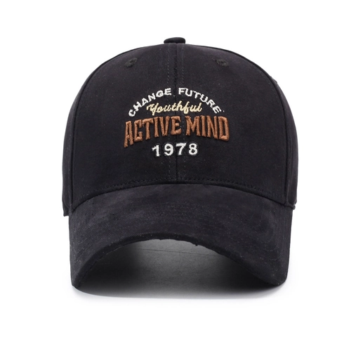 Cotton Baseball Cap For Men Women With Letter Embroidery Adjustable Peaked Hat Retro American Style Sun Protection