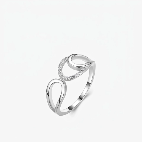 Geometric Double Layer Ring 925 Sterling Silver Zirconia Cross Over Minimalist Fashion Jewelry For Women