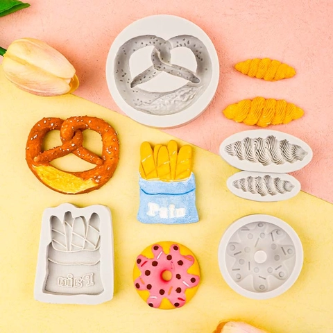 DIY Food Shaped Silicone Mold For Fondant Chocolate Baking Resin Craft Bread Donut Pretzel Shape Non-Stick Tool