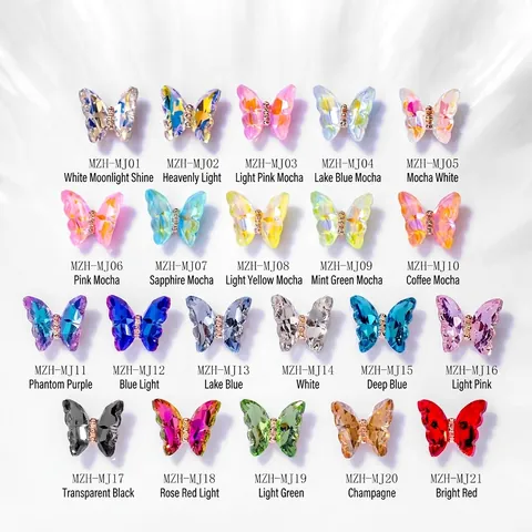 Ciondoli Per Nail Art A Farfalla Tridimensionali Cristallo Aurora Strass Base In Lega Manicure Scintillante Decorazione DIY