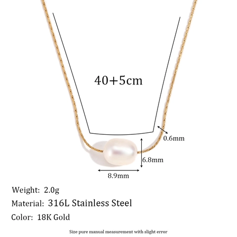 Collier Minimaliste en Acier Inoxydable pour Femmes Plaqué Or Chaîne Fine Avec Pendentif Perle Artificielle Bijoux de Mode Cadeau