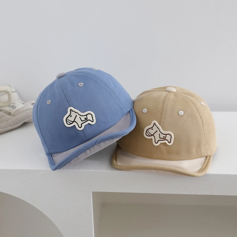Berretto Da Baseball Per Neonati Misto Cotone Ricamo Cavallo Cartone Animato Protezione Solare Traspirante Bambini