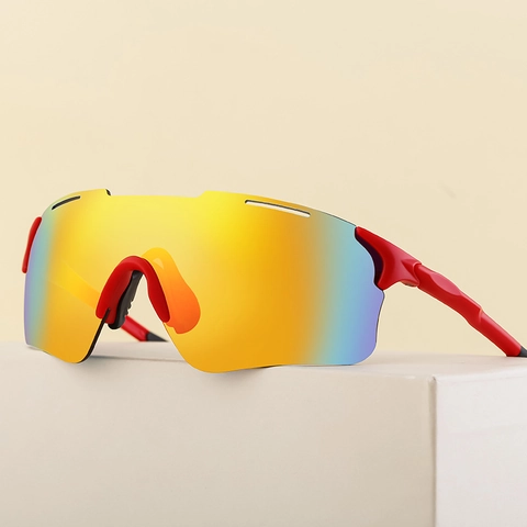 Lunettes De Soleil De Cyclisme Sportives UV400 Protection PC Lentille Colorée Intégrée Coupe-Vent Pour Hommes Femmes