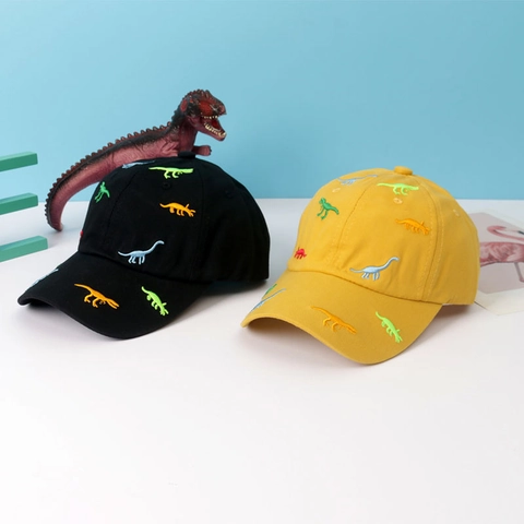 Korean Style Dinosaur Embroidered Kids Baseball Cap Cartoon Cotton Sun Hat For Toddler Boys Girls Adjustable Snapback