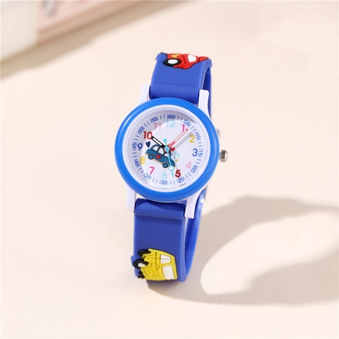 Orologio Bambini Cartone Animato Auto 3D Cinturino Silicone Analogico Quarzo Per Ragazzi Ragazze Studenti Numeri Colorati